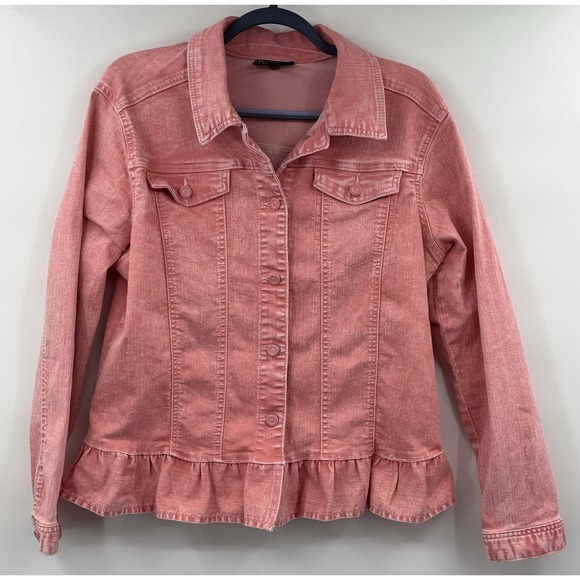 DG2 Pink Wash Ruffled-Hem Stretch Denim Jacket XL & Japna‎ Strapless Dress Sz L - Picture 11 of 15